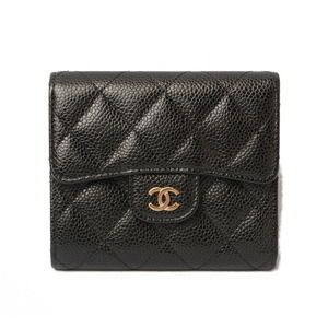 CHANEL 3-FWallet Caviar Black